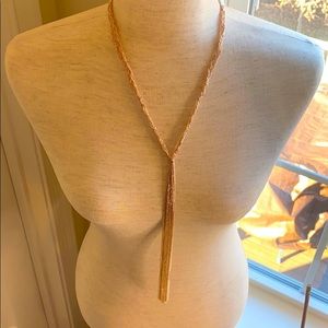 Rose gold braided long necklace